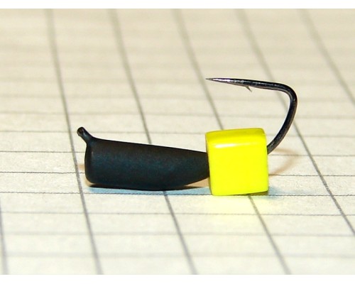 Мормышка безнас"ЯМАН" "Гвоздекубик" черный, d-3,5 мм, вес 1 г, ядреный кубик желтый 1 шт.