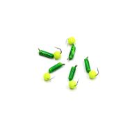 Мормышка безнас"ЯМАН" "Гвоздешарик" зеленый, d-3 мм, вес 0,85 г, шарик желтый неон 1 шт.