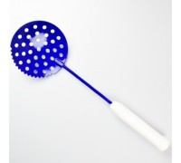 Черпак для льда с зубцами и пенопластовой ручкой 37 см. диам. 110 мм. окрашенный синий