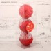 Набор шаров пластик d-7 см, 3 шт "Иней" красный