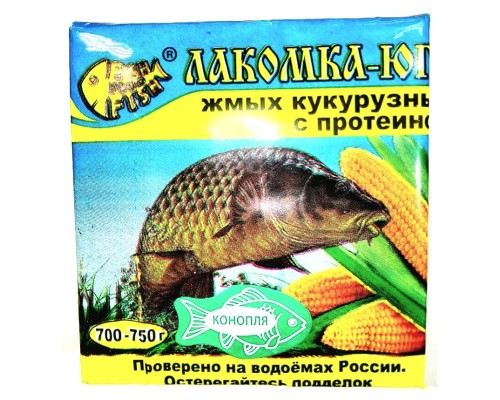 Жмых кукурузный (макуха) ЛАКОМКА-ЮГА 20 кубиков, 700 гр. вкус конопля