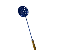 Черпак для льда с зубцами и деревянной ручкой окрашенный синий