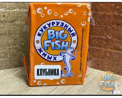 Жмых кукурузный (макуха) Big Fish 10 кубиков, 400 гр., вкус клубника