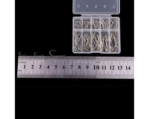 Набор крючков одинарных размер № 3-12 50 шт. прозрачная кор.
